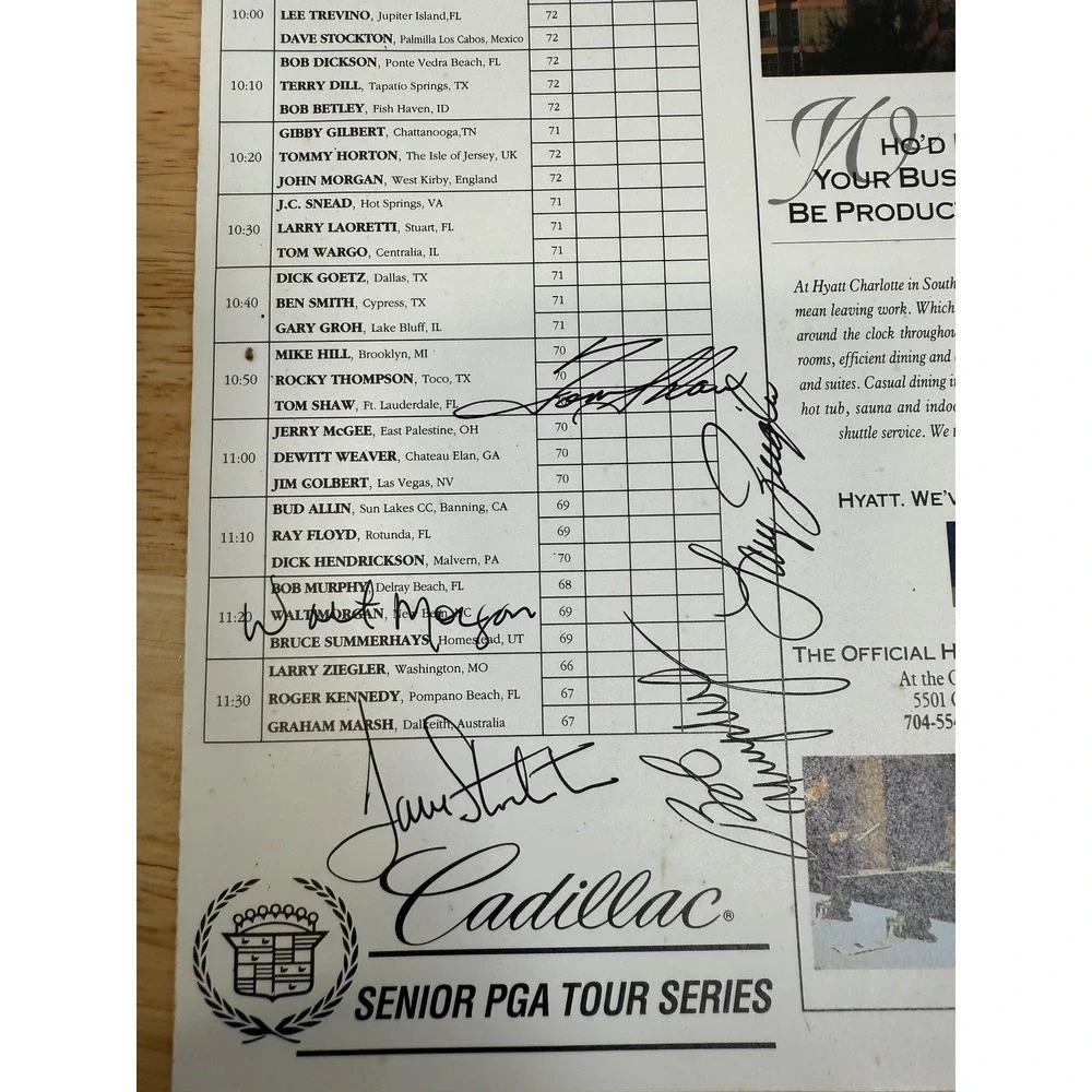 Signed 1995 Paine Webber Invitational Golf Program Cadillac Senior PGA Tour Vtg